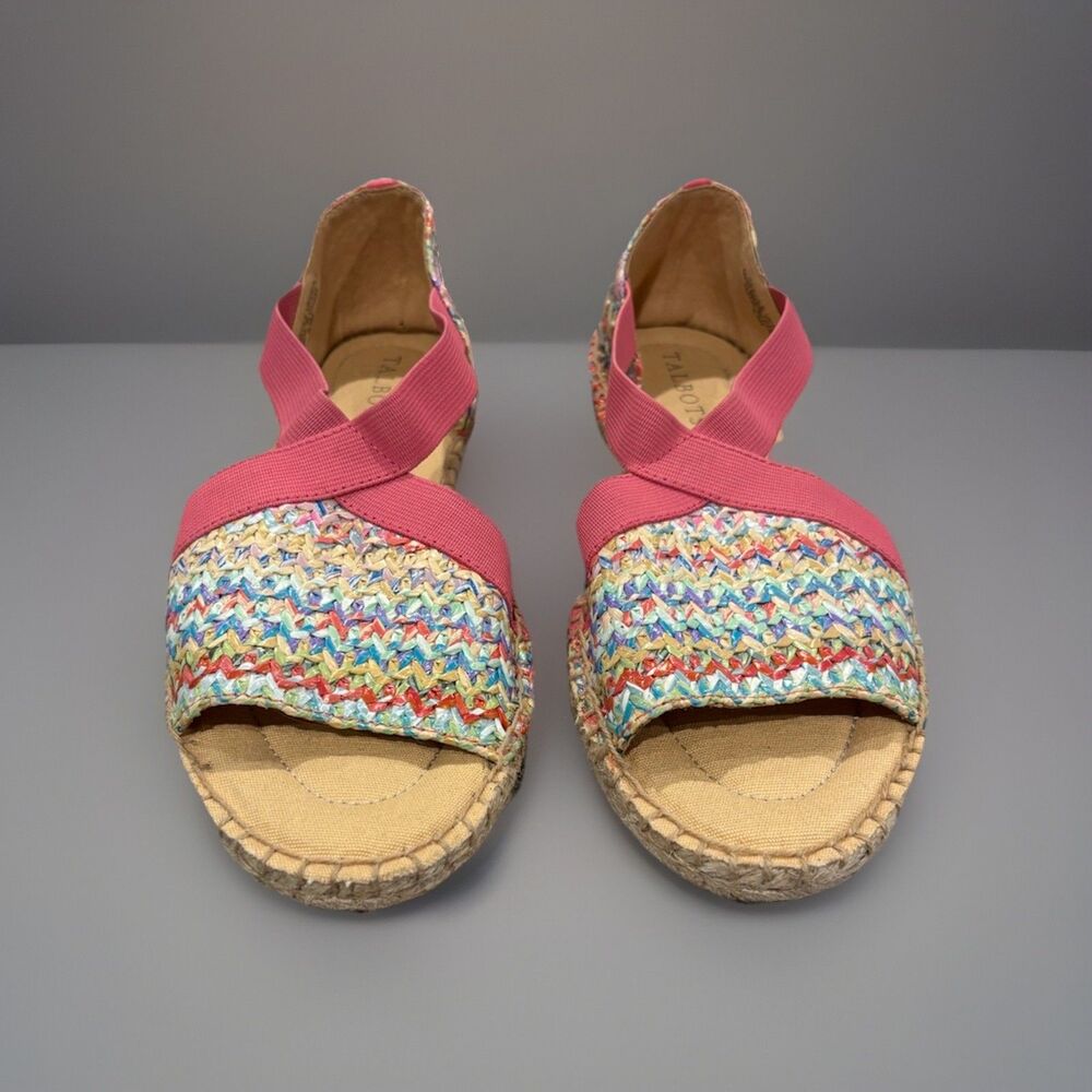 Talbot's IIyssa Elastic Straw Espadrille Flats Shoes Pink Women's Size 6.5 M